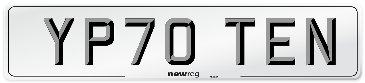 YP70 TEN Number Plate from New Reg